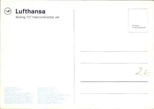 Ak Deutsches Passagierflugzeug, Lufthansa, Boeing 707 Intercontinental Jet