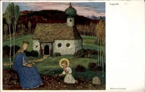 Künstler Ak Schiestl, Matthäus, Die Legende, Kirche, Maria