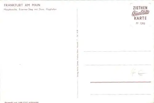 Ak Frankfurt am Main, Rhein Main Flughafen, Hauptwache, Eiserner Steg, Dom