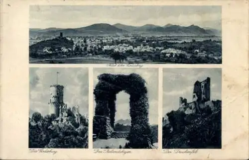 Ak Bad Godesberg Bonn am Rhein, Totalansicht, Godesburg, Rolandsbogen, Drachenfels