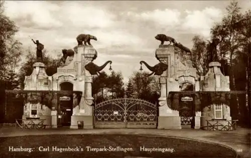 Ak Hamburg Eimsbüttel Stellingen, Carl Hagenbecks Tierpark, Haupteingang