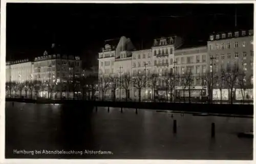 Ak Hamburg Mitte Altstadt, Alsterdamm, Abendstimmung