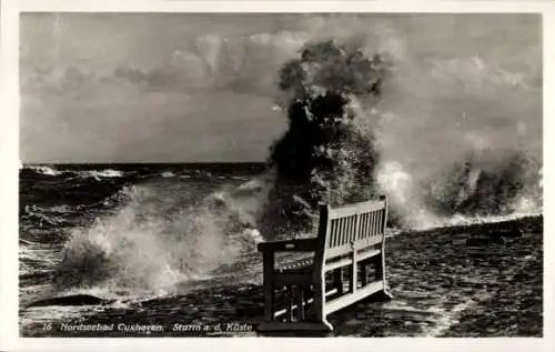 Ak Nordseebad Cuxhaven, Sturm an der Küste, Wellen