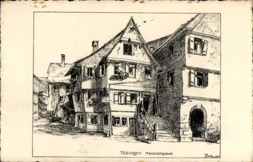 Künstler Ak Tübingen am Neckar, Neustadtgasse