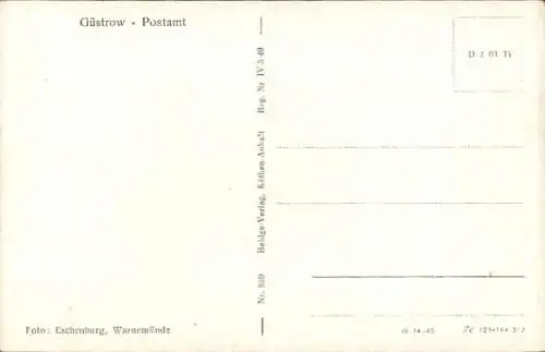 Ak Güstrow in Mecklenburg, Postamt, Straßenansicht