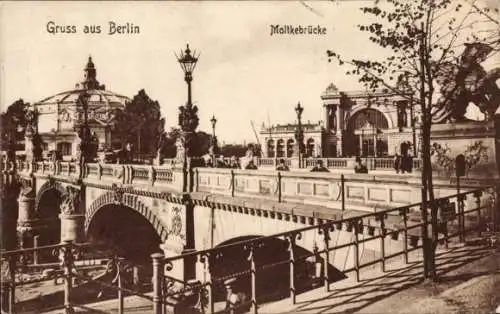 Ak Berlin Tiergarten Moabit, Moltkebrücke