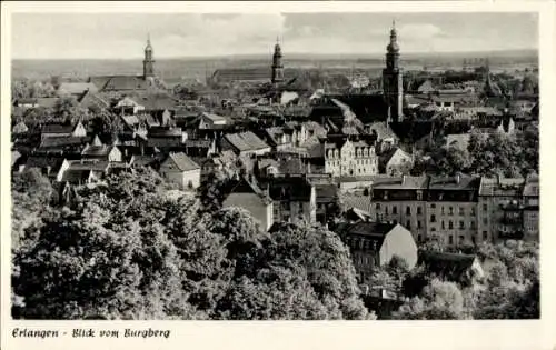 Ak Erlangen in Mittelfranken Bayern, Blick vom Burgberg