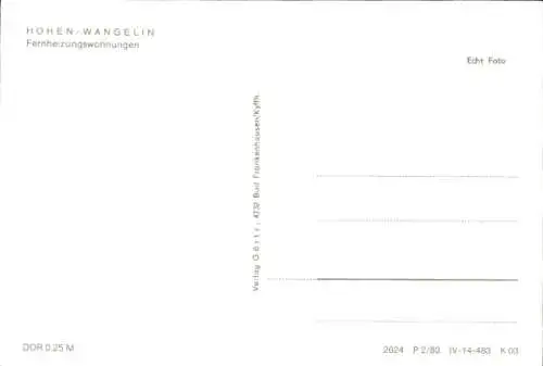 Ak Hohen Wangelin in Mecklenburg, Fernheizungswohnungen, Hochhäuser
