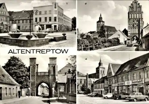 Ak Altentreptow in Mecklenburg Vorpommern, Platz der Freiheit, Brandenburger Tor, Demminer Tor