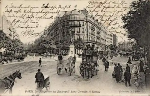 Ak Paris VI, Boulevard Saint Germain, Boulevard Raspail