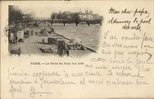 Ak Paris VI, Seine an der Pont des Arts