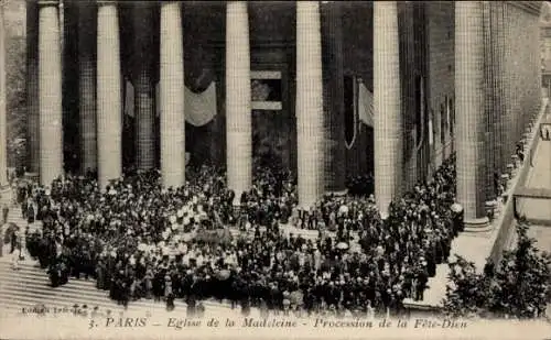 Ak Paris VIIIe Élysée, Madeleine-Kirche, Fete-Dieu-Prozession