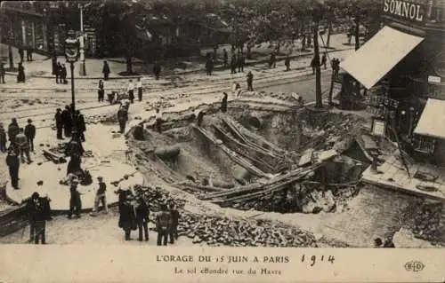 Ak Paris IX., Der Sturm vom 15. Juni, Der Boden stürzt in der Rue du Havre ein