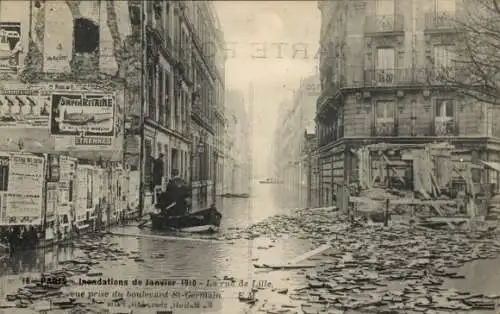 Ak Paris VII, Rue de Lille, Die große Seineflut, Januar 1910