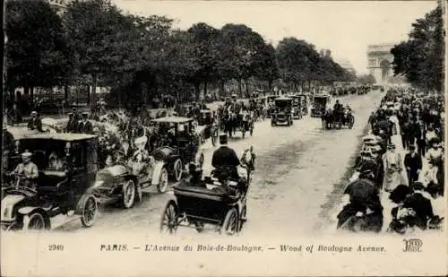 Ak Paris XVIe, Avenue Bois de Boulogne, Arc de Triomphe