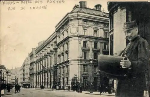 Ak Paris I, Rue du Louvre, Hotel des Postes