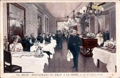 Ak Paris I Louvre, Rue de Valois, Restaurant du Boeuf a la Mode