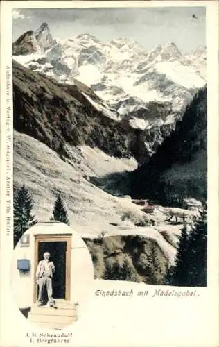 Ak Einödsbach Oberstdorf im Oberallgäu Schwaben, Panorama mit Mädelegabel, Bergfüher Schraudolf