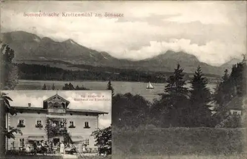 Ak Krottenmühl Söchtenau im Kreis Rosenheim Oberbayern, Gg. Andorfer's Gasthaus zur Eisenbahn