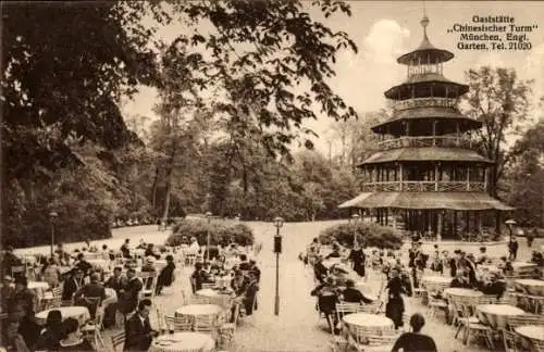 Ak München, Gaststätte Chinesischer Turm