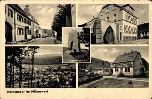 Ak Hochspeyer im Pfälzerwald, Kinderheim, Münchhof, Kriegerdenkmal, Teilansicht