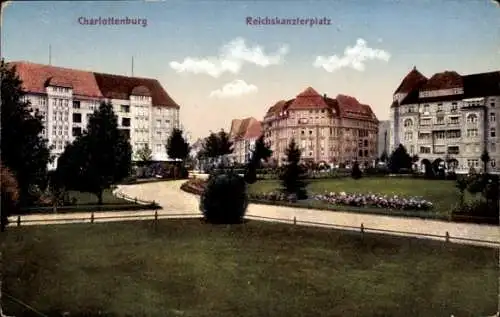 Ak Berlin Charlottenburg, Partie am Reichskanzlerplatz, Gartenanlage