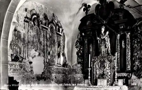 Ak Maria Wörth am Wörthersee Kärnten, Inneres der Rosenkranzkapelle mit Fresken