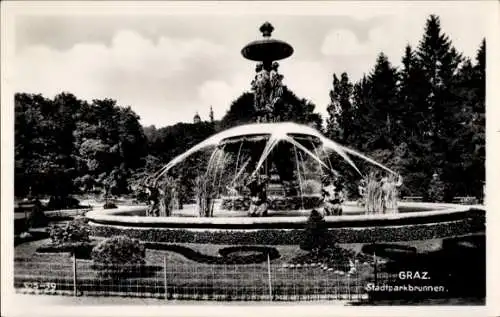 Ak Graz Steiermark, Stadtparkbrunnen