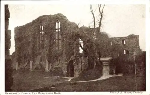 Ak Kenilworth Warwickshire England, Kenilworth Castle, Bankettsaal