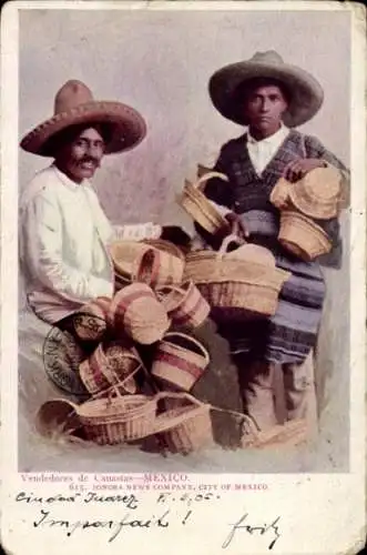 Ak Mexico, Vendedores de Canastas, Korbverkäufer