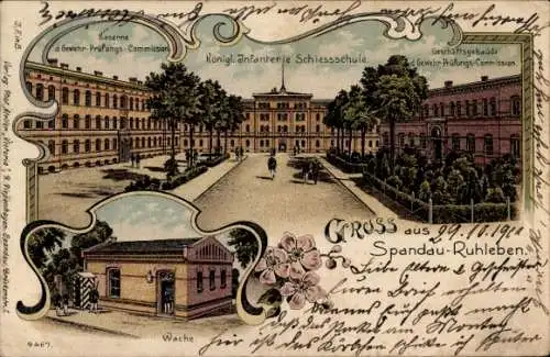 Litho Berlin Spandau Ruhleben, Kaserne, Kgl. Infanterie-Schießschule, Gewehr-Prüfungs-Kommission