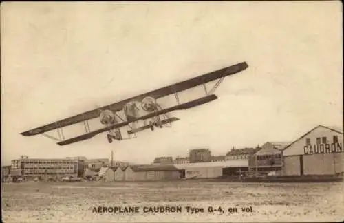 Ak Französisches Militärflugzeug Caudron G4