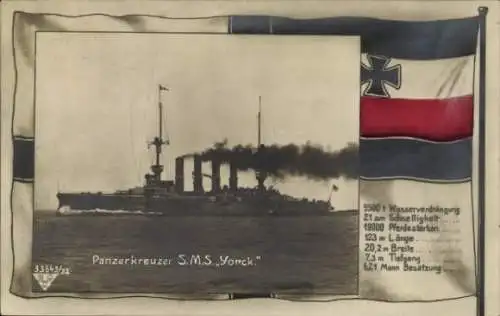 Ak Deutsches Kriegsschiff S.M.S. Yorck, Panzerkreuzer, Kaiserliche Marine