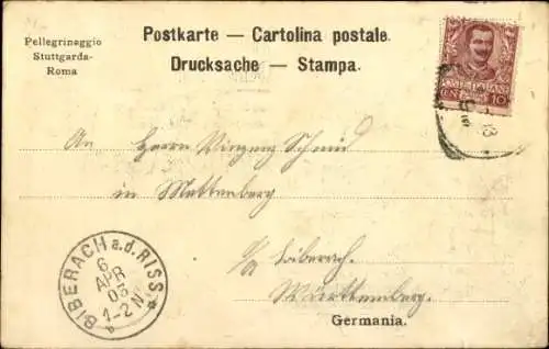 Landkarten Ak III. Württemberger Romfahrt, Pilgerfahrt, Thronbesteigung Leo XIII., Wappen