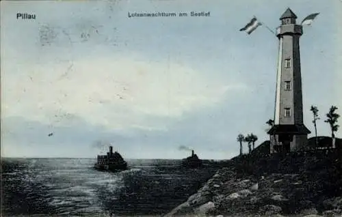 Ak Baltijsk Pillau Ostpreußen, Lotsenwachtturm, Seetief