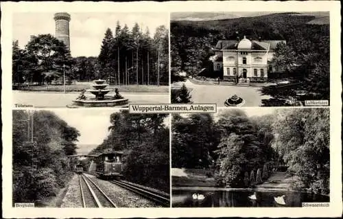 Ak Barmen Wuppertal, Tölleturm, Bergbahn, Schwanenteich, Luftkurhaus