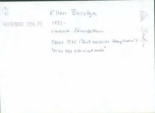 Ak Schauspielerin Ellen Burstyn, Portrait, Autogramm
