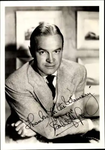 Ak Komiker und Schauspieler Bob Hope, Portrait, Autogramm