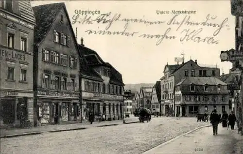 Ak Göppingen in Württemberg, Untere Marktstraße, Geschäfte