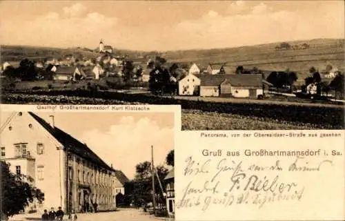 Ak Großhartmannsdorf im Erzgebirge, Gesamtansicht, Gasthof Großhartmannsdorf