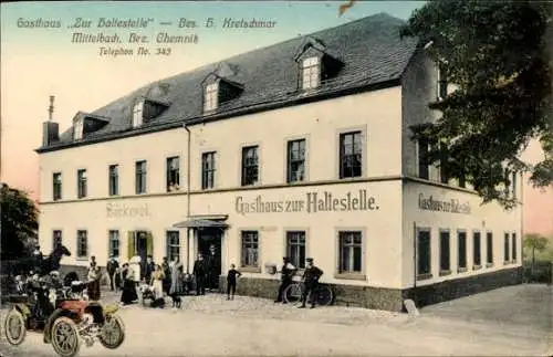 Ak Mittelbach Chemnitz Sachsen, Gasthaus Zur Haltestelle, Bes. H. Kretschmar