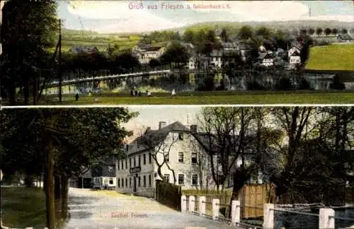Ak Friesen Reichenbach im Vogtland, Gasthof Friesen, Oswald Göhler, Ortspanorama
