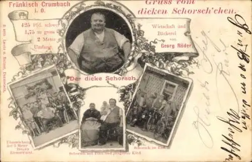 Ak Fränkisch Crumbach im Odenwald, Wirtschaft und Bäckerei Georg Röder, dicker Schorsch