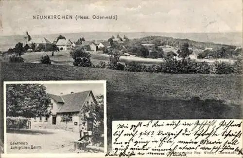 Ak Neunkirchen im Odenwald Modautal, Gesamtansicht, Gasthaus zum grünen Baum