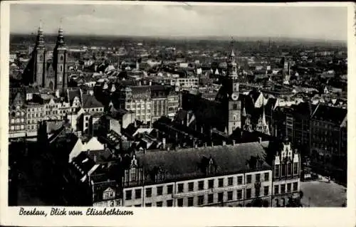 Ak Wrocław Breslau Schlesien, Elisabethturm, Markt, Rathaus