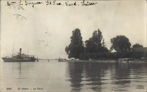 Ak Saint Prex Kt. Waadt, Hafen, Dampfer