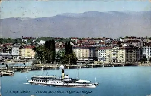 Ak Stadt Genf Schweiz, Pont du Mont-Blanc, Quai des Bergues