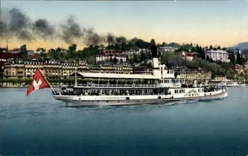 Ak Vierwaldstättersee, Salondampfer Uri, In Fahrt