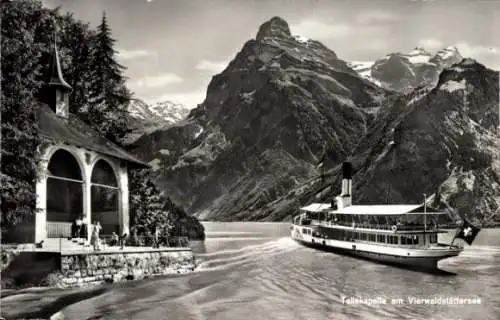 Ak Kanton Uri, Tellskapelle am Vierwaldstättersee, Dampfer