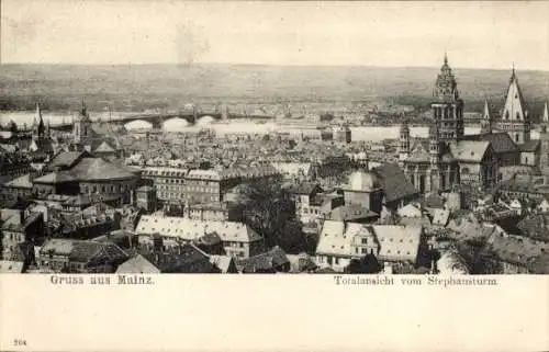 Ak Mainz am Rhein, Panorama vom Stephansturm gesehen